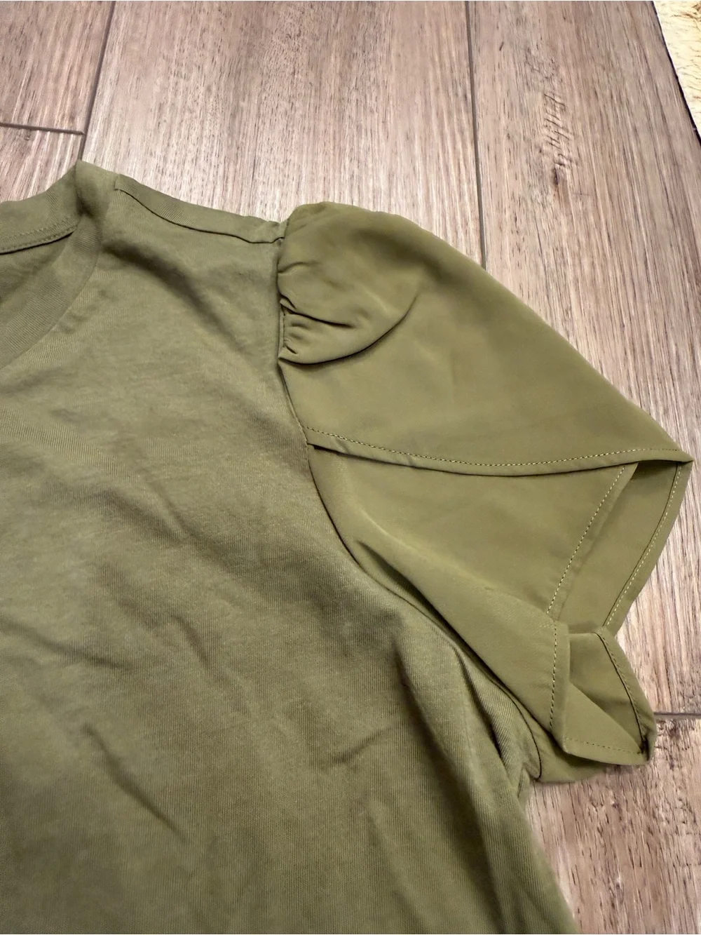 Michael Kors Olive Green Puff-Sleeve Tee